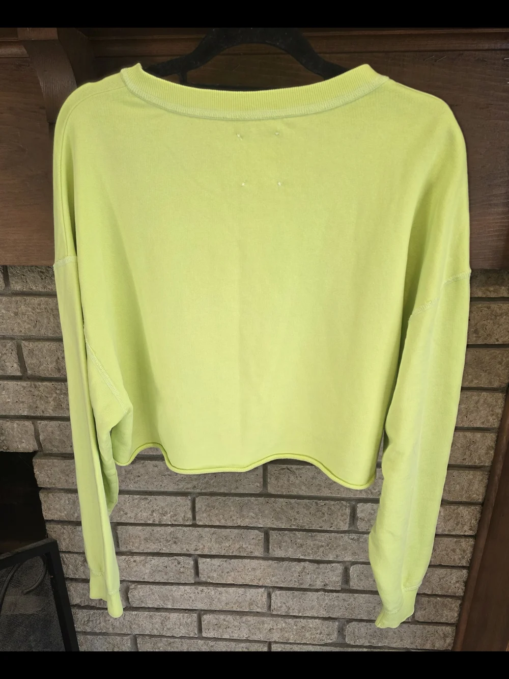 Offline By Aerie Cropped Lime Green V-Neck Sweatshirt